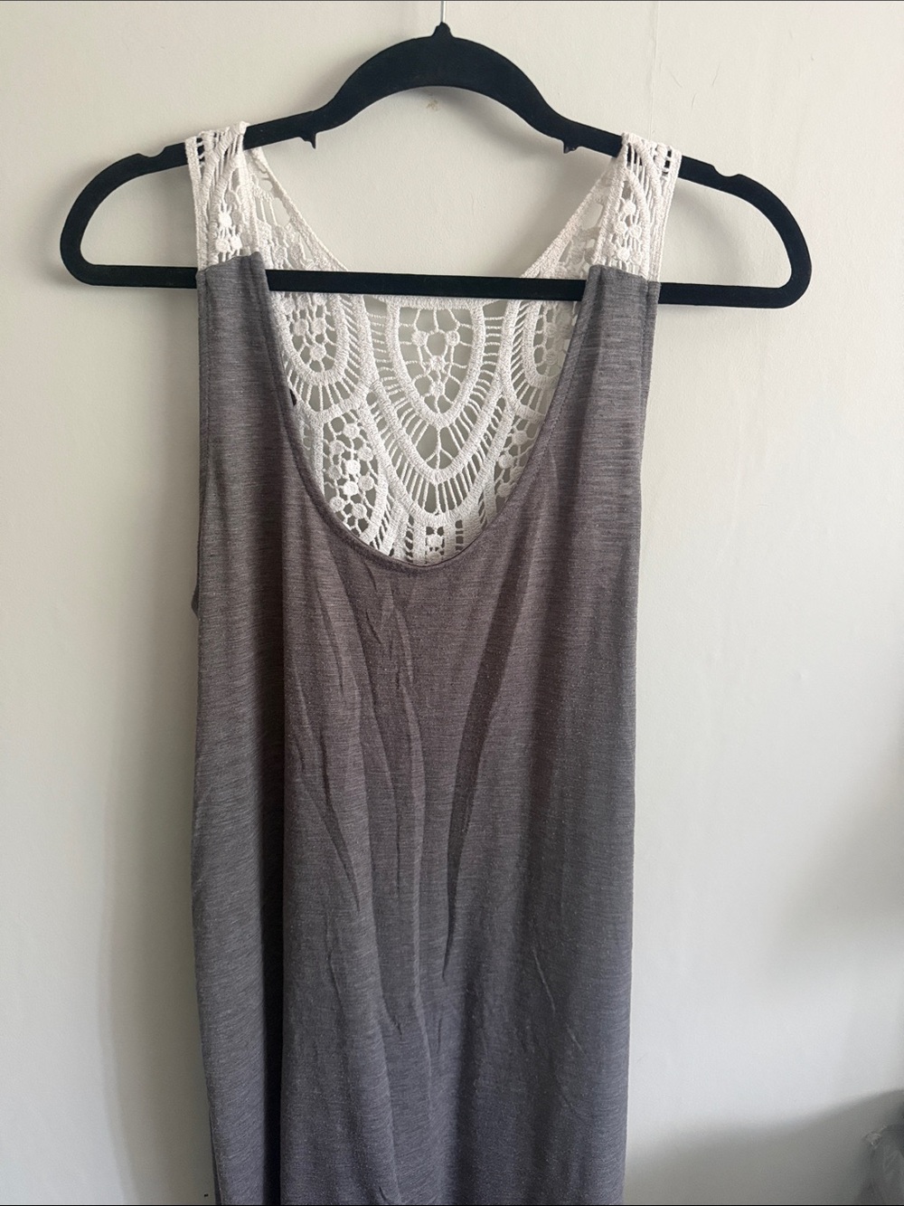 Merona Gray Maxi Dress with White Crochet Back